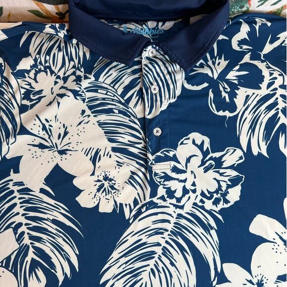 chubbies Light Weight Performance Golf Polo Hawaiian Print in Blue Men's XL - Picture 5 of 13